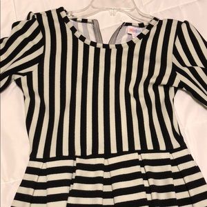 Black and cream/mint striped lularoe Amelia